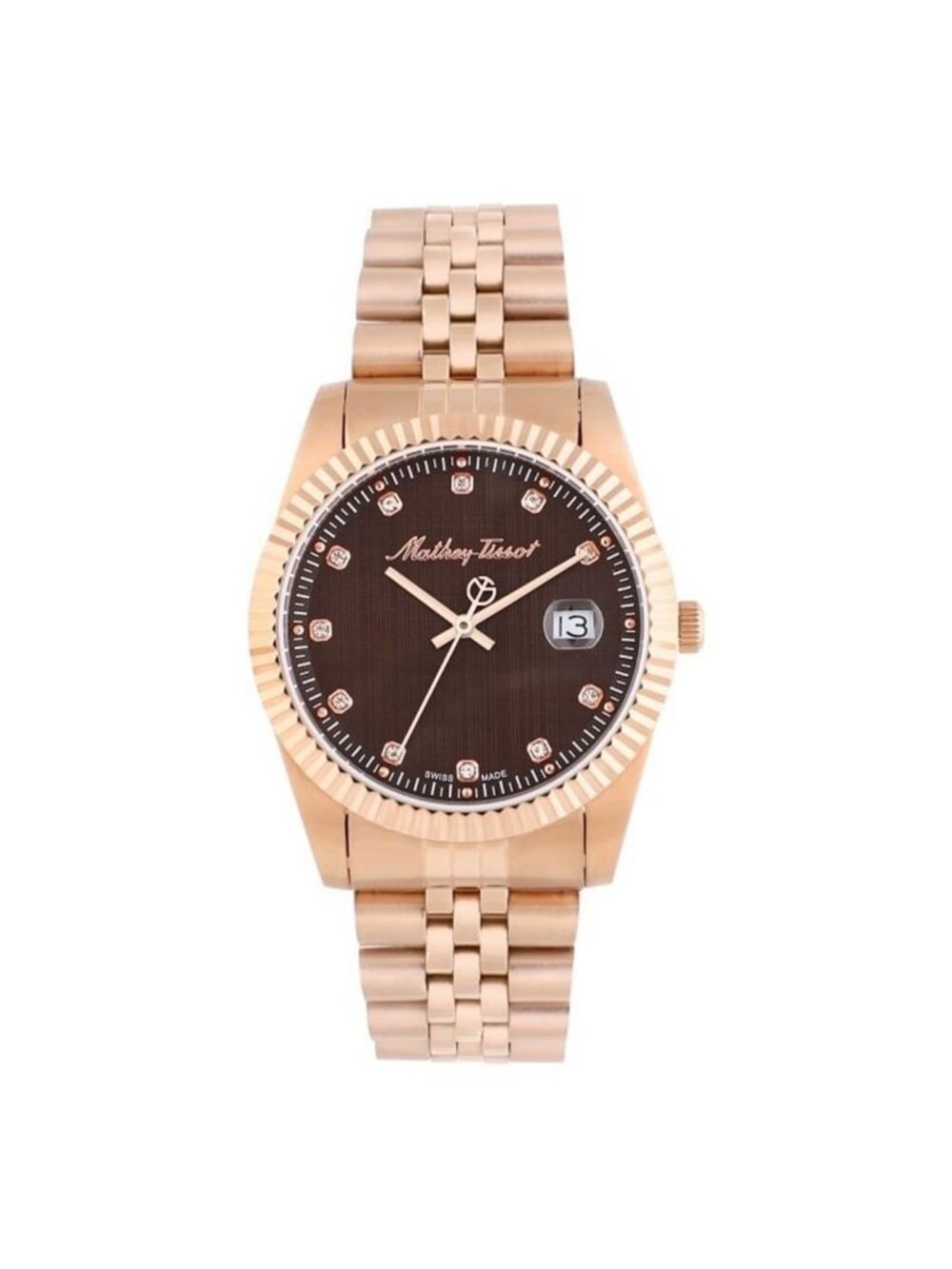 NWT Mathey-Tissot Mathey II Quartz Brown Dial 40 mm Watch